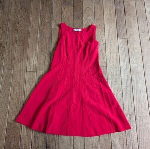Women's LOFT Vibrant Red Sleeveless Midi Dress Size 2 Petite